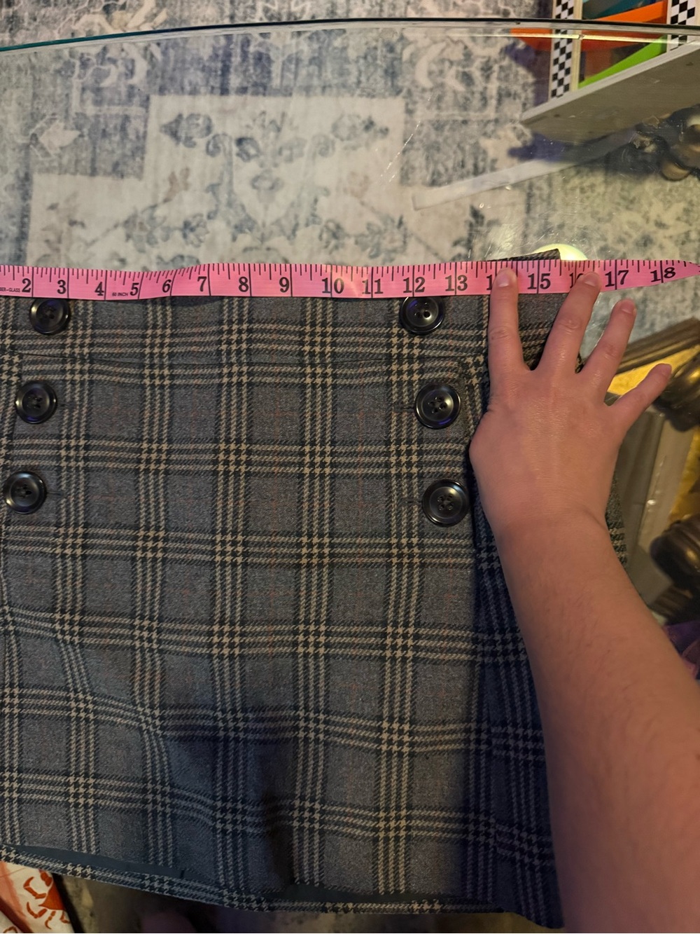 Vintage Y2K GAP Plaid Wool Mini Skirt in Yellow and Gray Dark Academia Sz 2 - Picture 10 of 11